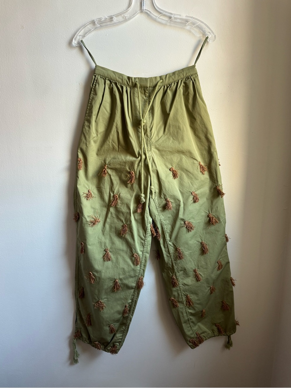 Tory Burch Olive Drawstring Waist Trousers